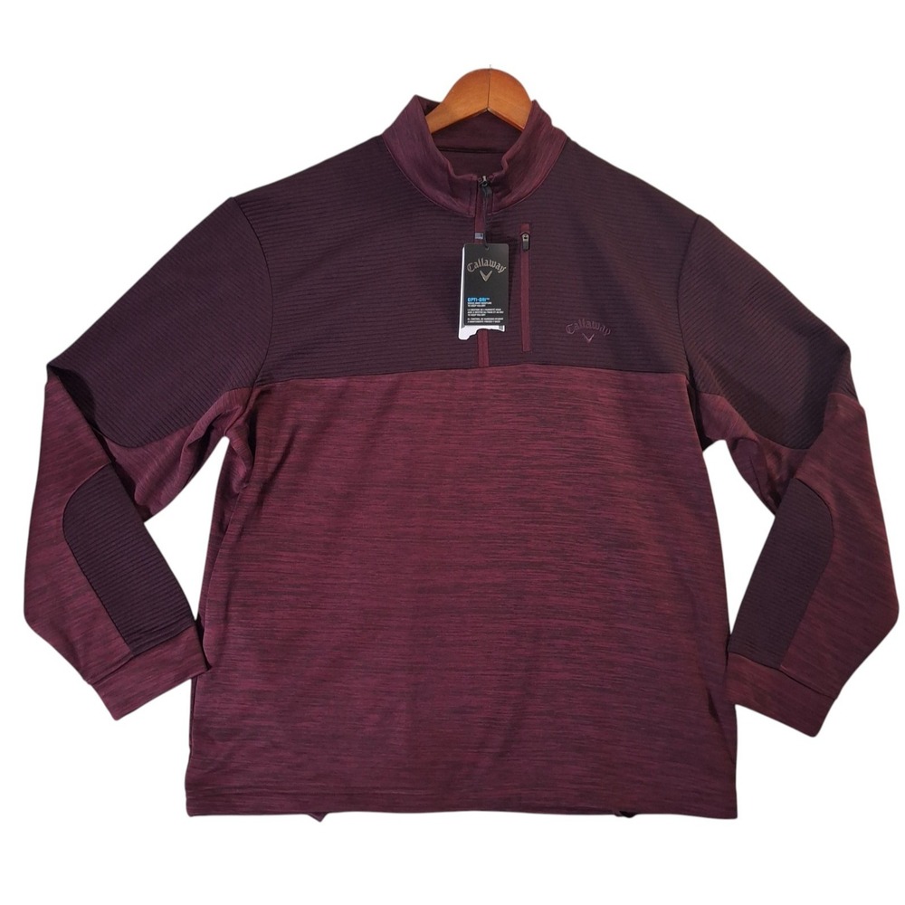 CALLAWAY 1/4‎ Zip Maroon/Burgundy Golf Performance Pullover Size LARGE - NWT